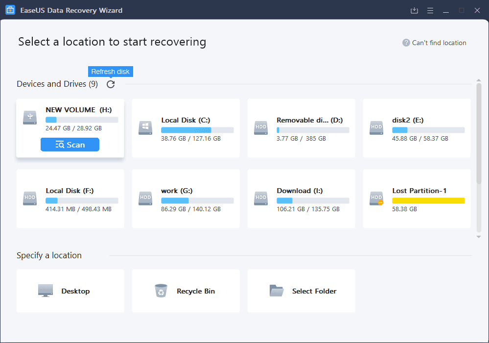 EaseUS Data Recovery free
