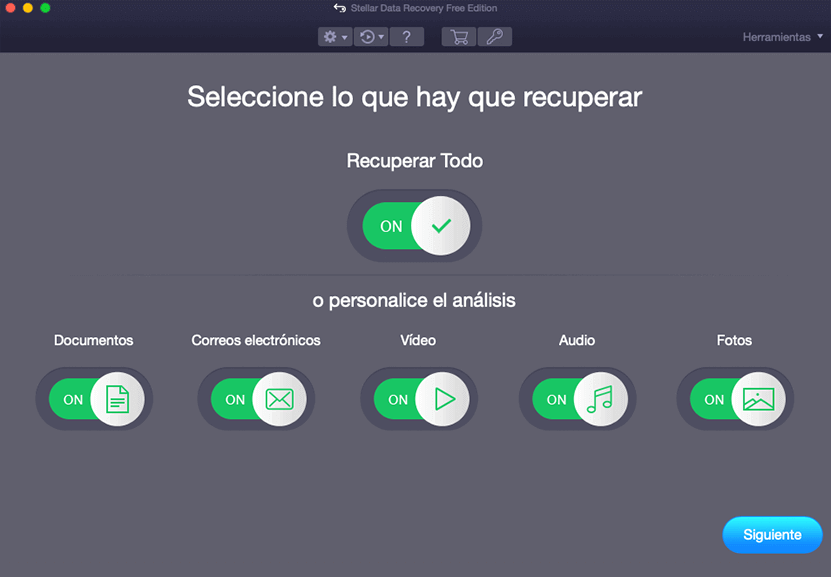 Seleccione el tipo de archivo